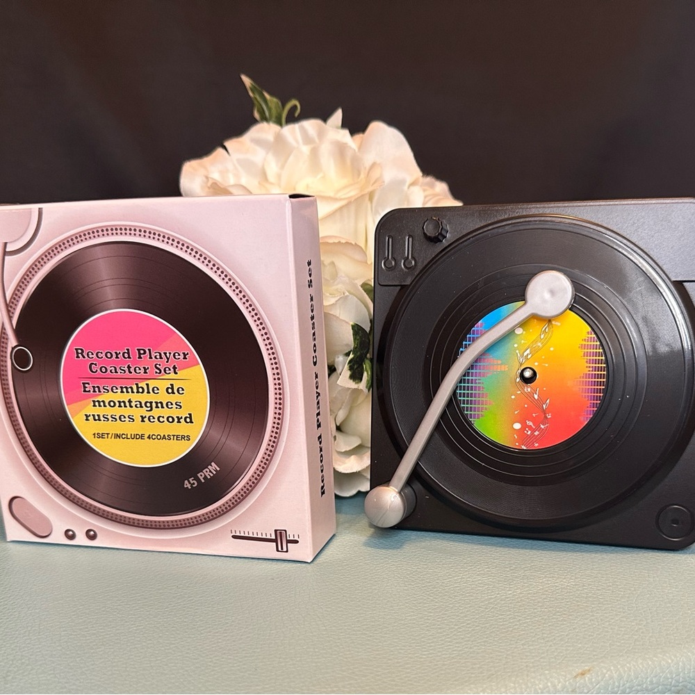 Record Player Coaster Set - Picture 3 of 4